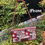  iPhoneケース 手帳型 チェーンつき フラワー　
