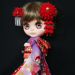 Blythe outfit ◆ブライス◆ブライス着物◆正絹◆京友禅の振袖セット◆ピンク紫ぼかし・桜