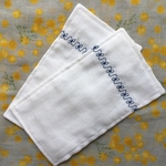 ネイビー色の刺繍＊ダブルガーゼ4重インナーマスク2枚セット