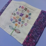 すぐに完成！手作りマスク★アジサイの刺繍