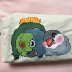 ナチュラルシンプルポーチ  (インコ&オウム)