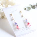 【受注作成】flowerロングミニスティツクピアス/イヤリング　レッド系