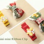 【Kids＆baby】ノルディック柄のmini miniリボンヘアクリップ２点セット（滑り止め付）
