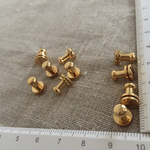 GB6G☆ねじ式ギボシ（中）キラキラゴールド色　レザークラフト　頭6.5mm/　6組