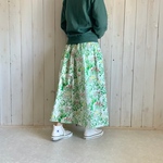 グリーンボタニカルフラワーダブルガーゼスカート