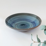 【新作】青渦の大皿　お皿　皿　陶器　おしゃれ　青色　カレー皿　ハンドメイド　食器　陶芸　新生活　インテリア　キッチングッズ　カラトリー　コップ 家具　棚　アクセサリー　飾り