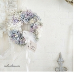 ふわふわリース＊purple×white＊
