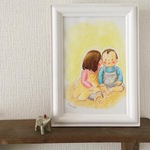 ハガキサイズオーダーイラスト（水彩色鉛筆画）