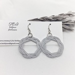 水引のシルバーフラワーイヤリング/ピアス/樹脂ピアス/樹脂ノンホールピアス