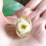 白いお花のポニーフック＊キャメル