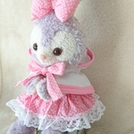 送料無料 ステラルーコスチュームハンドメイド lovely ポンチョセット 白色桃色水玉