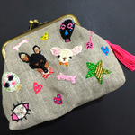 KO様用ハロウィン風刺繍がま口ポーチ