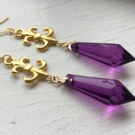 再販×6  夜の魔術部　ブラックレディ　紫のアクリルシャンデリア　ピアス　イヤリング