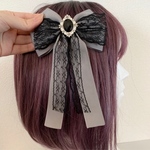 ブラックストーン  グレーリボンブローチ/ヘアクリップ