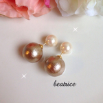 【再再販】16mm 大粒コットンパールピアス ゴールド（パールキャッチ付き）