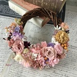 * Beige Pink × Rose * wreath * ハーフリース ギフト