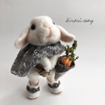 羊毛フェルト 着せ替えウサギ (たれ耳) 白