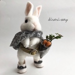 羊毛フェルト 着せ替えウサギ (立ち耳) 白
