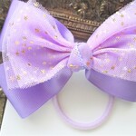 再販💛ビッグリボン💛チュール♡グログランリボン💛ゆめかわ♡人気♡ラベンダー♡重ねリボン♡ダブルりぼん♡キッズへアゴム１点