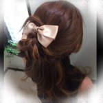 サテンリボンバレッタ☆ベージュ