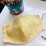 大人女性用☆薄い黄ネコさん☆立体ダブルガーゼマスク☆ ガーゼ4重☆送料無料☆リバーシブル