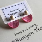 人気シリーズの新作です♪☆コットンパールのシェルピアス☆シルキーピンク