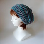 【受注制作】コットンウールのターバン風キャップ（スイートブルー系）