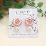 春を楽しむ ピンク  刺繍ピアス /イヤリング    (*´˘`*)  送料無料        