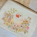 花の巣　文鳥ポーチ　絵柄に合わせたかたち(角丸)