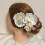 【期間限定 半額セール】a35 髪飾り ヘッドパーツ  ドライフラワー プリザーブドフラワー 結婚式 成人式 卒業式 和装 胡蝶蘭