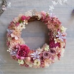  Jolie botanique＜Corail＞＊ハーフムーンリース＊プリザーブドフラワー＊お花＊ギフト＊結婚祝い＊新築祝い＊お誕生日祝い＊ウェディング＊母の日＊１点もの