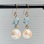 本真珠&アクアマリンピアス