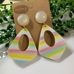 パステルボーダーの大ぶりピアス・イヤリング♡