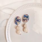 【値下げ中♡】ﾂﾂｼﾐ ( フラワー マーブル の イヤリング ピアス )
