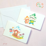 こどもの日 ２つ折ミニメッセージカード ２枚入「レッサーパンダちゃん・くまくんと一緒」