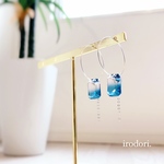 SV925✨クリアブルーのバイカラー硝子ピアス/イヤリング