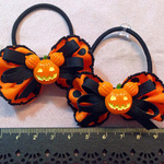 キッズヘアゴム　ちょうちょ型リボン　ハロウィンドット　マウスかぼちゃ