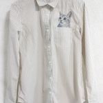値下げします☆手作りネコ刺繍☆写真と間違われるくらいリアルですよ(^^)