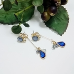 スモーキーブルービジューのバックキャッチピアス　＃466
