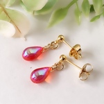橙の虹　チェコドロップのポストピアス　ヒヤシンスAB
