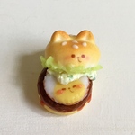 ■顔あり■「つぶれてりたまニャンバーガー(ゴマバンズ)」ストラップ・イヤホンジャック・フックピアス等に
