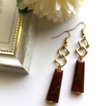 2連 マット チェーン & 台形 アクリル ピアス ♡ イヤリング / シンプル / ゴールド / マット / 縦長 / ロング / 大人 