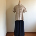 リネン　ハカマfuuパンツ　mix navy