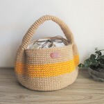 【受注制作】ぽてっとした　麻紐ワンハンドルバッグ（イエロー）　かごバッグ　麻ひもバッグ　麻紐バッグ