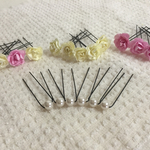 ミニ薔薇とパールのU字ピン 11点セット