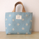 刺繍ドットデニムの小さなトートバッグ