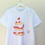 今夜9時発売・アメリカンショートケーキと犬くんのTシャツ(白・Mサイズ）