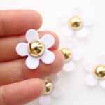 【6個･19ｍｍ】デイジー デコーパーツ  花 四つ葉 フラワー 貼り付け カボション