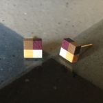 寄木細工のピアス 【mosaic】 <pur×gry×wht×yel>
