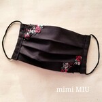 抗ウイルス生地マスク3(ブラックローズレース)